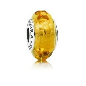 Pandora yellow faceted murano